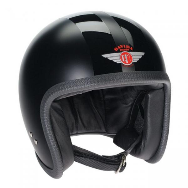 Casque Davida SPEEDSTER V3 NOIR BRILLANT 2P BANDES NOIR MAT 93227